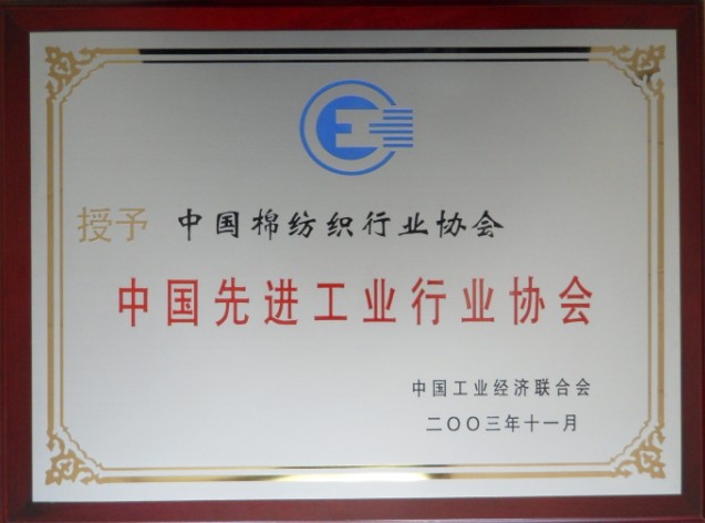 2003年 被中国工业经济联合会评为“中国先进工业行业协会”